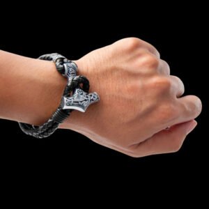 stainless steel viking mjolnir with leather bracelet vkng jewelry vkngjewelry 1161613997.jpg