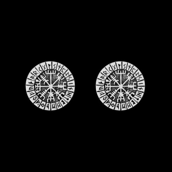 sterling silver viking vegvisir with runes stud earrings set handmade viking jewellery vkngjewelry 54611513049416.jpg