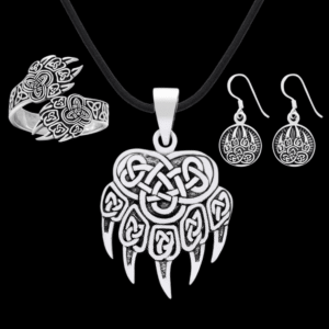 women s jewelry set bear paw pendant earrings and ring handmade viking jewellery vkngjewelry 54674183455048.png