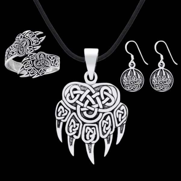 women s jewelry set bear paw pendant earrings and ring handmade viking jewellery vkngjewelry 54674183455048.png