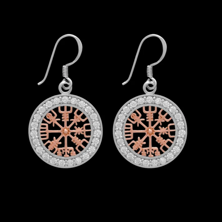 925 sterling silver with rose gold vegvisir earring viking jewellery vkngjewelry 48990979916104