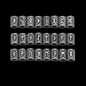 24 Viking Beads Runes Elder Futhark 316L