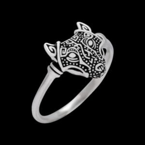 Shieldmaiden Wolf Head Silver Sterling Ring