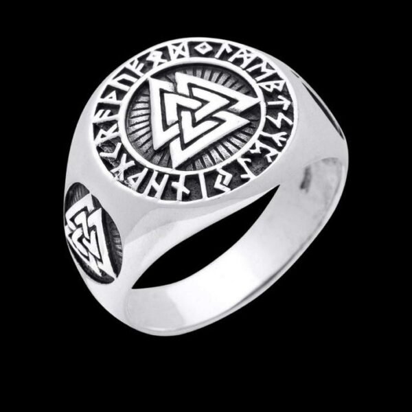 Valknut Silver Viking Signet Ring
