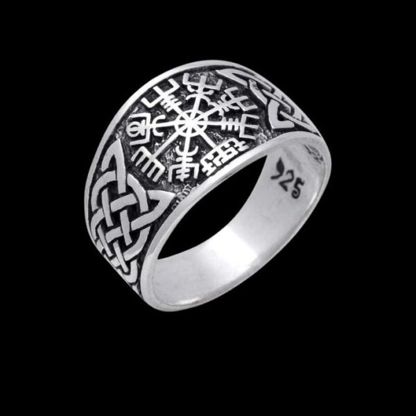Vegvisir Norse Compass Knotwork Sterling Silver Ring