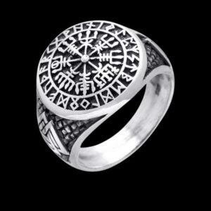 Vegvisir Valknut Runes Sterling Silver Ring