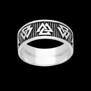 Valknut Norse Band Sterling Silver Ring