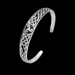 925 Sterling Silver Celtic Triskelion With Infinity Knots Bangle