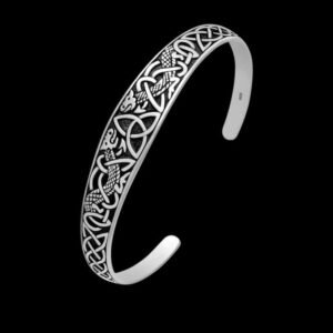 925 Sterling Silver Celtic Triquetra With Jormungandr Bangle