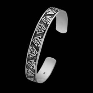 925 Sterling Silver Viking Valknut Knots Bangle