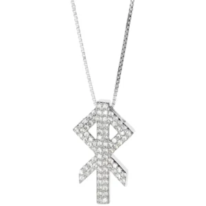 hálsprýði við bindrúnu fyri hjarta, 925s/zirconia